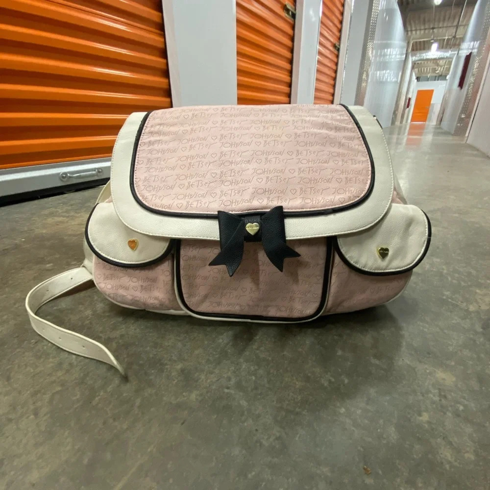 Betsey Johnson Signature Monogram Bow Bag Large